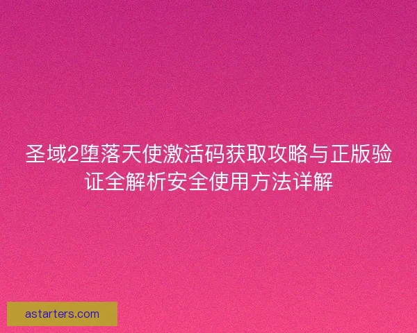 圣域2堕落天使激活码获取攻略与正版验证全解析安全使用方法详解